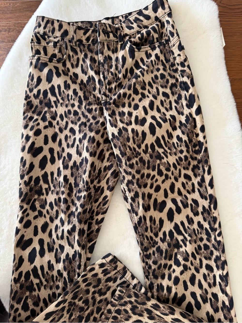 Leopard Print Skinny Jeans in Tan and Black